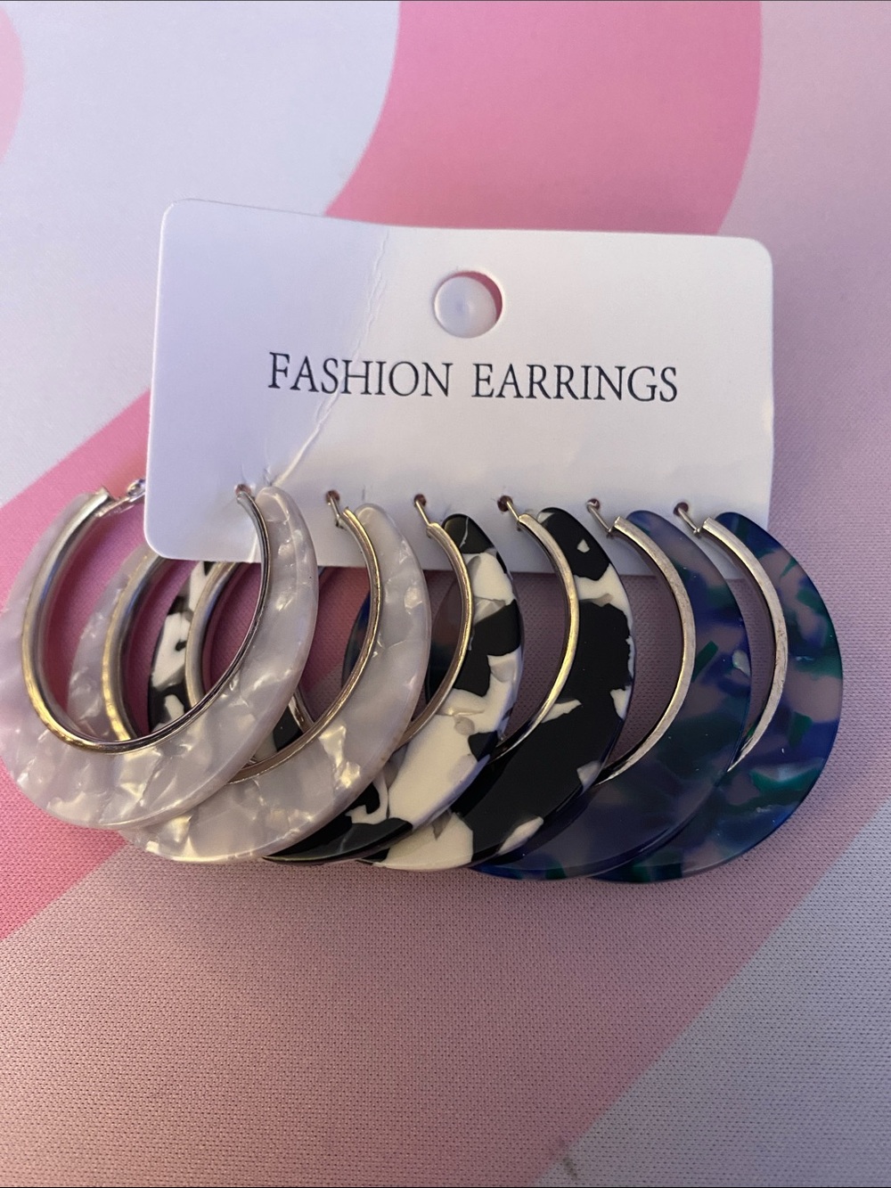 Women’s Fashion Hoop Earring Set - Mixed Color Resin